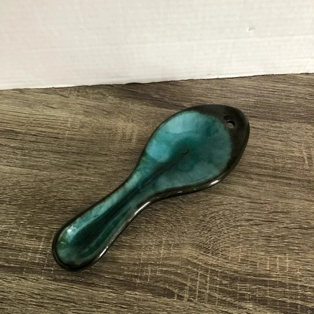 Vtg Drip Glaze Spoon Rest